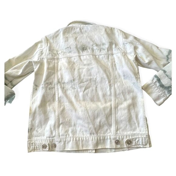 Zara TIE-DYE Denim Jacket, Size M, White/green,  New with tag - Picture 9 of 14